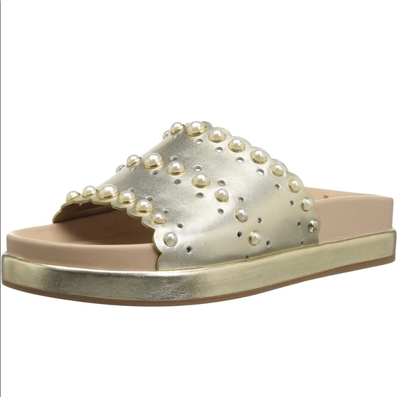 Sam Edelman Sera Slide Jute Metallic Leather Slip On Sandal - Picture 1 of 16